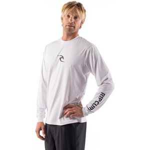 Rip Curl Lycra Heren Lange Mouwen Zonwering UPF 50+, Surftop Rechte Fit, Wit, M