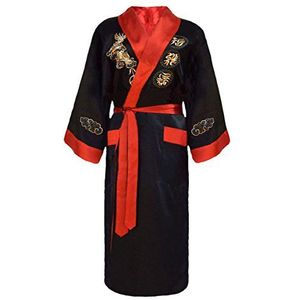Laciteinterdite Japanse kimono voor heren, omkeerbaar, zwart en rood, Zwart/Rood, XL