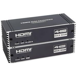 HDMI 4K 60Hz 65M HDMI KVM-extender, HDMI met USB RJ45 65M KVM-besturing via Cat5e/Cat6 POC met USB-toetsenbord- en muislusondersteuning voor pc