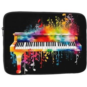 Laptophoes voor vrouwen kleurrijke piano toetsenbord muziek noot print slanke laptop case cover notebook draagtas schokbestendige beschermende notebooktas 17 inch