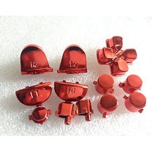 Plating L1 L2 R1 R2 Trigger Buttons Kit voor PS4 Sony Playstation DualShock 4 Controller (met 2 stuks veer), Chrome Red