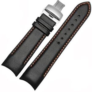 YingYou 22 Mm 23 Mm 24 Mm Lederen Horlogeband Met Gebogen Uiteinde Compatibel Met Tissot Horlogeband 1853 COUTURIER T035627A T035407A T035439 Herenriem(Oragne line-silver,23mm)