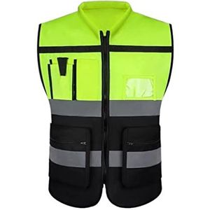 Fluorescerend Vest Cycling reflecterend pak, reflecterend veiligheidsvest helder en gaas werkkleding met zakken en ritssluiting Reflecterend Harnas (Color : B, Size : XXL)