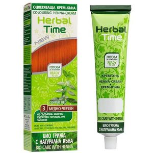 Herbal Time Haarverf van natuurlijk haar, henna, kleur koperrood, nr. 3, dekt wit haar, semi-permanente kleur, zonder ammoniak, sulfaat en parabenenvrij, 75 ml