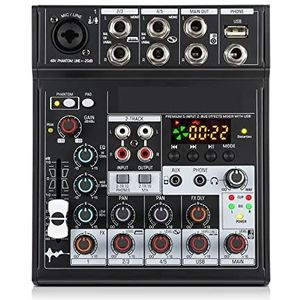 geluidsconsole, Draagbare professionele 5-kanaals mixer met 48V fantoomvoeding for dynamische microfoonaudiokwaliteit