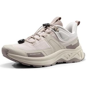 NORTIV 8 Lichtgewicht wandelschoenen voor dames, snelveters, outdoor mode sneakers, Kaki, 39.5 EU