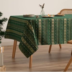 Kersttafelkleed, stoffen tafelkleed, afwasbaar, onderhoudsvriendelijk, kerstster, 350 x 140 cm, snijrand