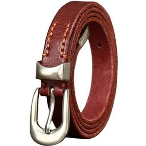 Skinny Tailleband For Dames - Massief Zilveren Gesp, Verstelbare Leren Band Van 1,8 Cm Breed For Jeans En Jurken(Reddish Brown,120cm/47"")