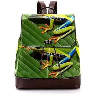 Dierlijke kikker gepersonaliseerde schooltassen boekentassen voor tiener, Meerkleurig, 27x12.3x32cm, Rugzak Rugzakken