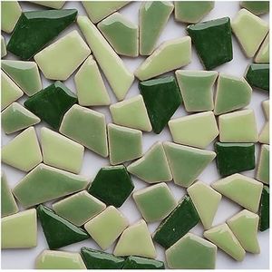 Glazen tegels 510g veelhoek porselein mozaïek tegels doe-het-zelf ambachtelijke keramische tegel mozaïek maken materialen 1-4 cm lengte, 1 ~ 4 g/stuk, 3,5 mm dikte mozaïek tegels (kleur: groene mix,