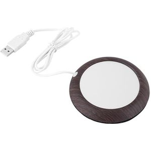 Warmers Cup Mat, USB-aangedreven houtnerf koffie thee mok warmer verwarmingskussen voor thuiskantoor gebruik (donkere houten korrel)