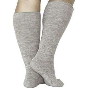 ULLMYS Kniehoge merinowollen sokken – dikke terry met 98% natuurlijke vezels, waarvan 80% merinowol voor warme voeten en comfort, uit Europa, lichtgrijs, 43-46 EU