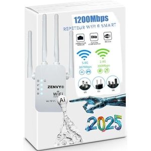 WLAN-repeater RE330, wifi-versterker AC1200 Mbps, Gigabit Ethernet-poort, krachtige wifi-repeater, compatibel met internetboxen, geniet zonder je box te veranderen