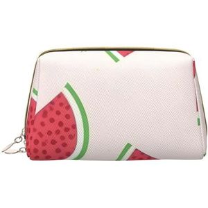 Roze watermeloen draagbare make-uptas, reistas, uniseks, ritssluiting, geschikt voor dagelijks gebruik, Wit, Eén maat