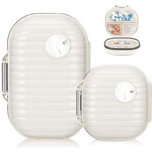 Lociban Pillendoosje voor tabletten, draagbaar, reizen, 7 vakken, voor het opbergen van vitaminen en visolie, 2 stuks