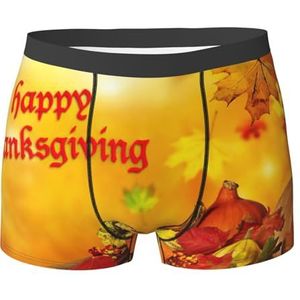 DEXNEL Heren ondergoed boxerslips zacht ademend ondergoed 1pack, Happy Thanksgiving, Zwart, XXL