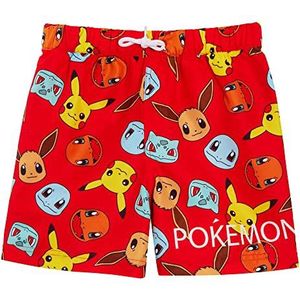Jongens Pokemon Zwemshort Kids Pikachu Zwemshorts Trunks met Trekkoord Taille Vakantie Strand Zwembad Shorts, Rood, 11-12 jaar