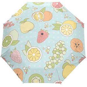 Jeansame Leuke Polka Dots Druif Oranje Fruit Vouwen Compacte Paraplu Automatische Zon Regen Paraplu's voor Vrouwen Mannen Kid Jongen Meisje