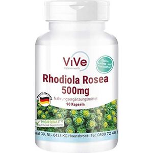 Rhodiola Rosea Extract 500 mg - 90 capsules - 3% rosavin en 1% salidroside - hoge dosis en veganistisch | Kwaliteit uit Duitsland ViVe Supplements