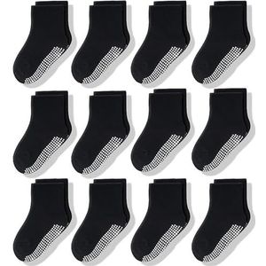 CozyWay Anti-slip babysokken, 12 paar, met handvat, voor jongens en meisjes, pasgeborenen, katoen, antislip sokken voor kinderen van 6-12 maanden
