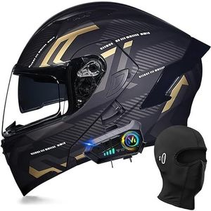Modulaire Bluetooth-motorhelm, integraalhelm met opklapbaar dubbel vizier, met dubbele luidspreker en microfoon, DOT/ECE-goedgekeurd, voor volwassenen, mannen en vrouwen, maat M~XXL G,L=59-60CM