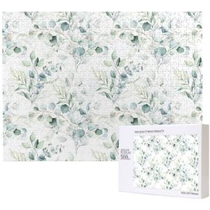 Aquarel groene bloemen blad eucalyptus ronde bladeren vetplanten 500 delen houten puzzel speelgoed wandspel voor familie volwassenen jongeren