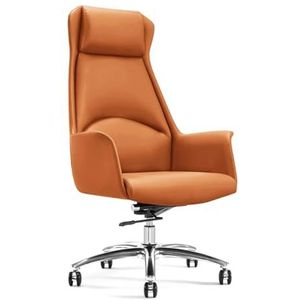 Bureaustoel, hoge leren gamingstoelen met wielen, in hoogte verstelbaar, verstelbare draaibare rolstoel met wielen, for thuiskantoor en studeerkamer(Orange)