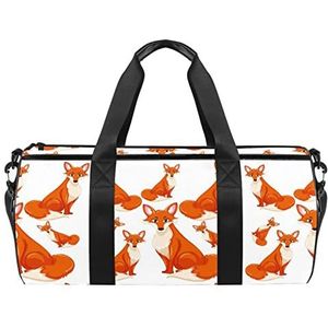 Shrewd vossen kijken naar je oranje patroon reistas sport bagage met rugzak draagtas gymtas voor mannen en vrouwen, Shrewd vossen kijken naar je oranje patroon, 45 x 23 x 23 cm / 17.7 x 9 x 9 inch