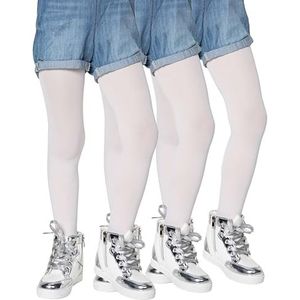 LORES Meisjes Kids Plain Panty - 3 paar - Balletdansschool 40 denier ondoorzichtig [Made in Italy], Bianco, 7-8 jaar