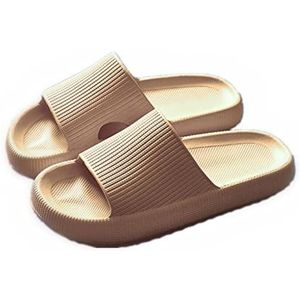Dames Zomer Slippers Universele sneldrogend verdikte antislip sandalen dikke zool huis slippers badkamer schoenen zomer strand sandaal slipper Sloffen (Color : Khaki, Size : 36-37(240mm))