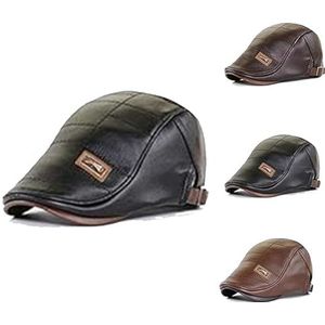Trendy Leather Beret,2023 Trendy Leather Beret, Mens Ivy Cap PU Leather Newsboy Hat Adjustable Beret Caps (ONE SIZE,Black)