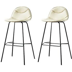 Home barkruk barkrukken set van 2 stoelen met metalen lage rugleuning en voetsteunen, eenvoudige montage, perfect voor eetkamer, woonkamer, keuken, feestkamer (26/30in) (kleur: wit, maat: 75 cm)
