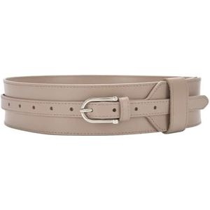 Brede elastische riem for dames met gespleten leer, verstelbare tailleband, korsetriem for jurken, tops, tuniek, obi-stijl, modeaccessoires, rekbare comfortabele tailleband for casual outfits.(Gray)