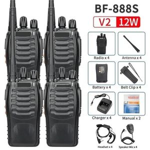 2/4PCS BF-888S V2 Walkie Talkie Dual Band Draagbare Lange Afstand, UHF 400-470MHz USB Tweerichtingsradio for de Jacht(V2 4PCS-H-Mic)
