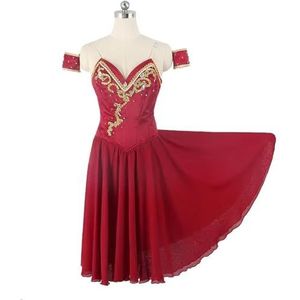 LPHFDCS Chiffon Dansjurk Chiffon Lyrische Dans Kostuums Meisjes Wedstrijd Prestaties Ballet Jurk Rood Professionele Ballet Rok Volwassen Dansjurk (Volwassen XXL)