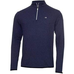 Calvin Klein HerNewport gestreepte mouw1/4 rits - Marine/Wit - L