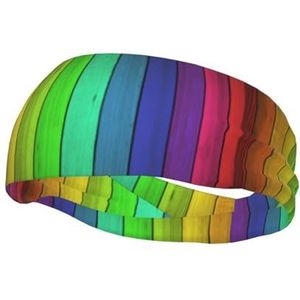 Gekleurd hout, sport zweetband voor unisex multi hoofdbanden zweet workout hoofdbanden rekbare haarband
