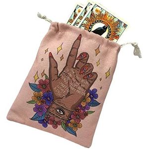 5 Pcs Hand Tarot Dobbelzak, Bordspel Tarottas met trekkoord Nieuwe Tarotkaart & dobbelstenen opbergtas, Tarotkaarthouder Tas Sieradenzakje voor Tarotliefhebbers Psychologen Xiebro