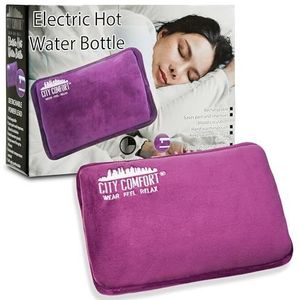 CityComfort Oplaadbare elektrische warmwaterkruik warmtepad 6 uur warmte temperatuurregeling afneembaar lood gezellige bedwarmer handwarmer zakje geschenken (paars)