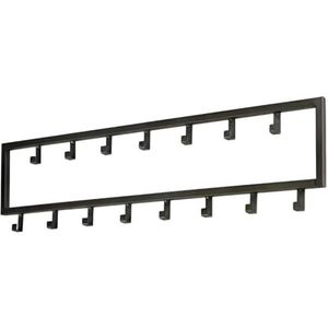 TOJ - 15 Haaks Wandkapstok - Hangende Design Kapstok - Industrieel - RVS / Metaal - 80CM - Mat Zwart