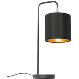 QAZQA - Moderne tafellamp zwart met gouden binnenkant - Lofty | Woonkamer | Slaapkamer | Keuken - Staal Langwerpig - E27 Geschikt voor LED - Max. 1 x 60 Watt