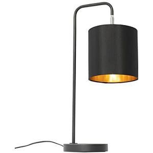 QAZQA - Moderne tafellamp zwart met gouden binnenkant - Lofty | Woonkamer | Slaapkamer | Keuken - Staal Langwerpig - E27 Geschikt voor LED - Max. 1 x 60 Watt