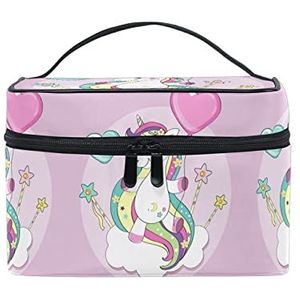 Schattige baby regenboog eenhoorn paard make-up tas voor vrouwen cosmetische tassen toilettas trein tas