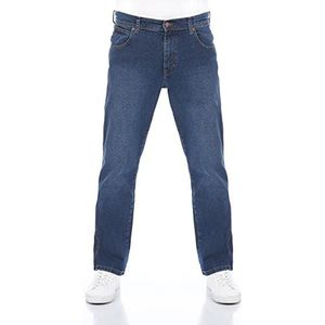 Wrangler Texas Jeans voor heren, regular fit, stretchbroek, authentiek, rechte jeansbroek, denim, katoen, zwart, blauw, grijs, w28, w29, w30, w31, w32, w33, w34, w36, w38, w40, w42, w44, Blue Blast