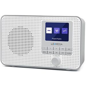 LEMEGA DR3 Draagbare DAB/DAB+ en FM Digitale Radio, Bluetooth-Luidspreker, Hoofdtelefoonuitgang, 40 Voorkeurzenders, Dubbele Alarmklok, Snooze-Timer, Kleurendisplay - Grijs