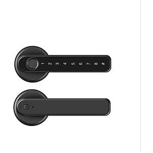 Smart Door Lock, Tuya Smart Lock Vingerafdruk Wachtwoord Slaapkamer Houten Deurslot Kantoor Thuis Ball Lock Handvat Smart Lock,ondersteunt vingerafdrukontgrendeling(Standard black)