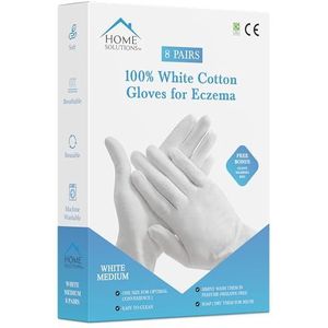 Home Solutions - Medium - Katoenen Handschoenen - Witte - 8 Paar - Handhydraterende