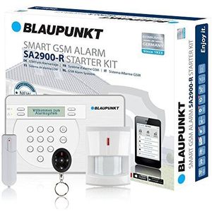 Blaupunkt SA 2900 Smart GSM draadloos alarmsysteem / draadloos beveiligingssysteem set met bewegingsmelder, deur/raamsensor, afstandsbediening, app/voor thuis, woning, kantoor, bedrijf