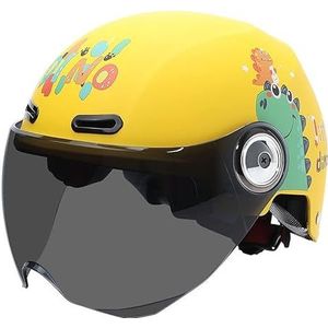 Motorhelm, 3/4 Kindermotorhelm met zonneklep, straatverlichting, bromfiets en ATV-helm for jongens meisjes (5-15 jaar), leeftijd A, 46-55 cm(E)