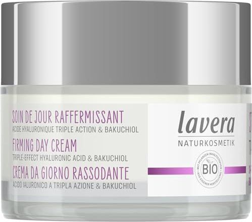 lavera Verstevigende dagverzorging, dagcrème met 3-voudig hyaluron en baakuchiol, hydraterende en verstevigende huidverzorging, anti-aging, natuurlijke cosmetica, veganistisch, biologisch (1 x 50 ml)